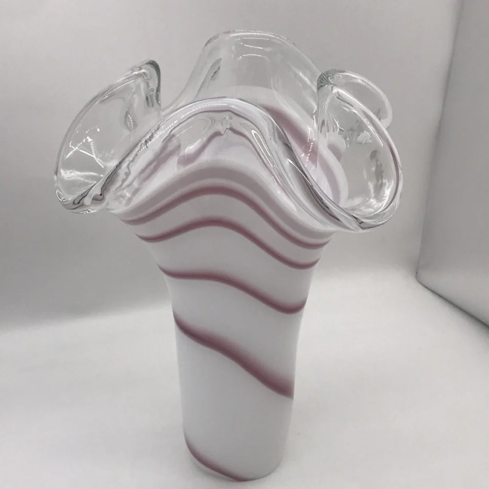 Hand Blown Murano Wave Glass Swirl looking Vase Perfect Condition Very Heavy - Picture 1 of 7